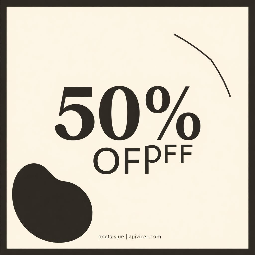 Minimalist 50% off cream editorial poster, luxury retail