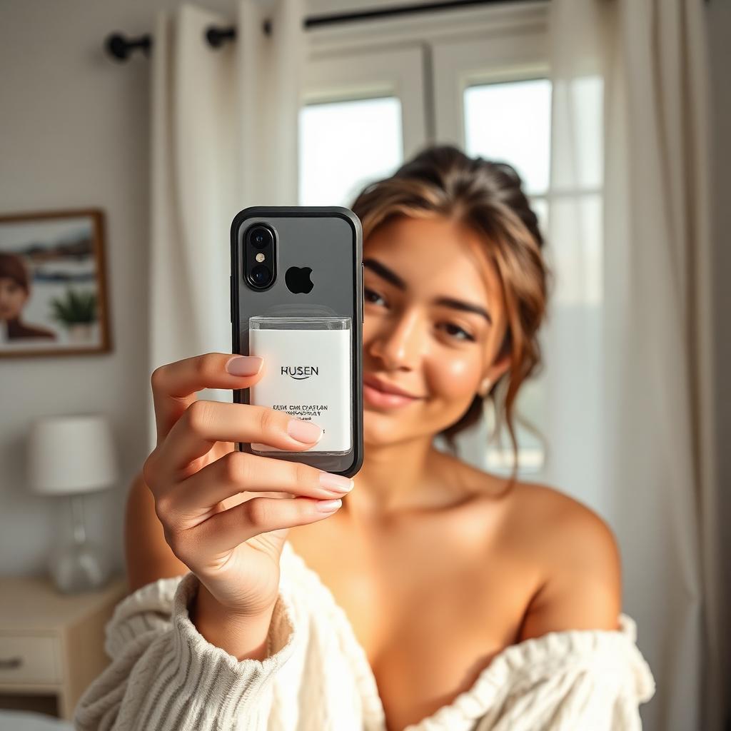 Influencer skincare routine, authentic UGC selfie